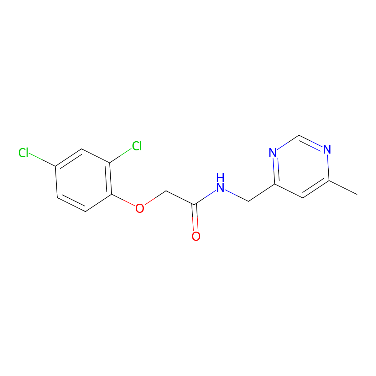 2-(2,4-dichlorophenoxy)-N-[(6-methylpyrimidin-4-yl)methyl]acetamide molecular structure, CAS 2176201-70-8