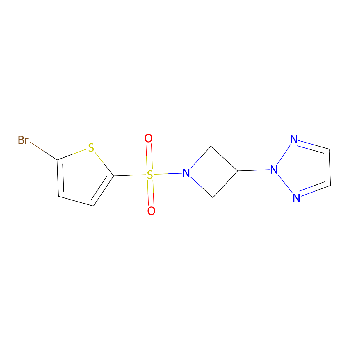 2-(1-((5-bromothiophen-2-yl)sulfonyl)azetidin-3-yl)-2H-1,2,3-triazole molecular structure, CAS 2176201-74-2