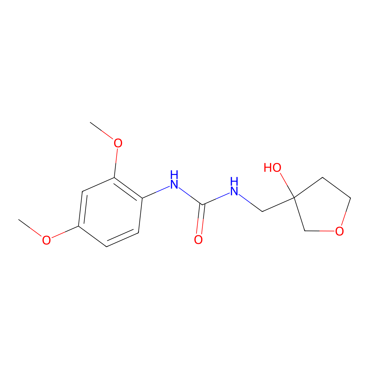 1-(2,4-Dimethoxyphenyl)-3-[(3-hydroxyoxolan-3-yl)methyl]urea molecular structure, CAS 2176201-75-3