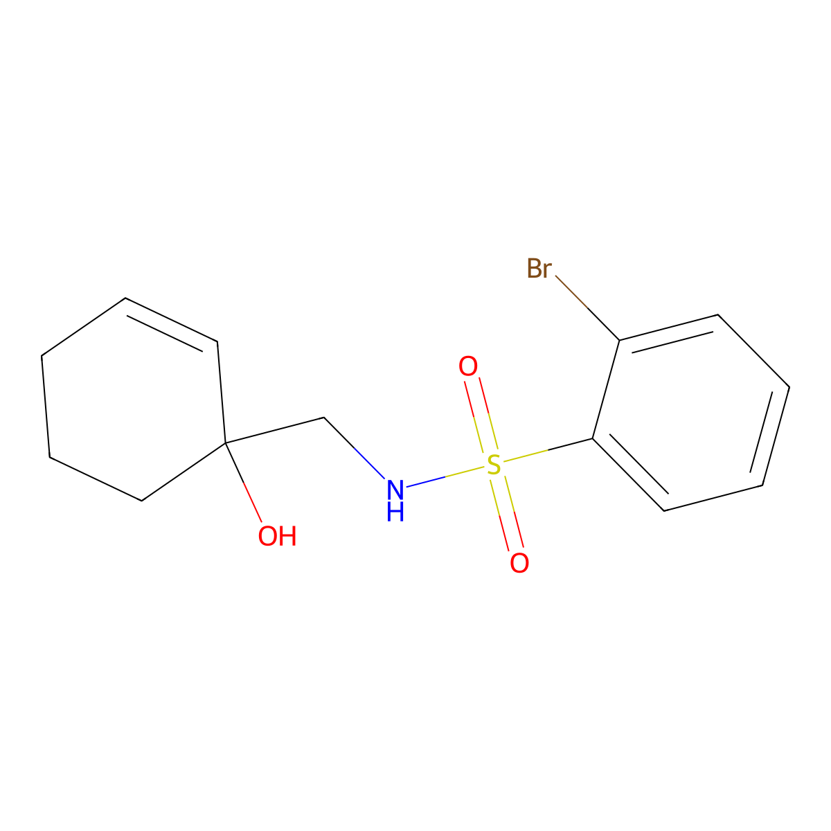 2-bromo-N-[(1-hydroxycyclohex-2-en-1-yl)methyl]benzene-1-sulfonamide molecular structure, CAS 2176201-78-6