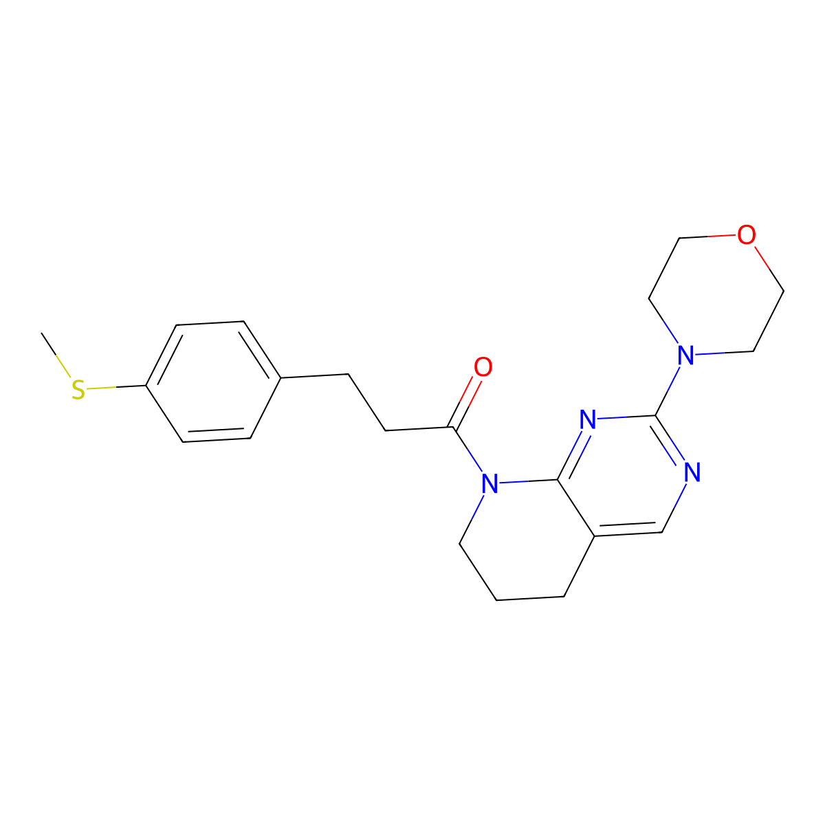 3-[4-(methylsulfanyl)phenyl]-1-[2-(morpholin-4-yl)-5H,6H,7H,8H-pyrido[2,3-d]pyrimidin-8-yl]propan-1-one molecular structure, CAS 2176201-82-2