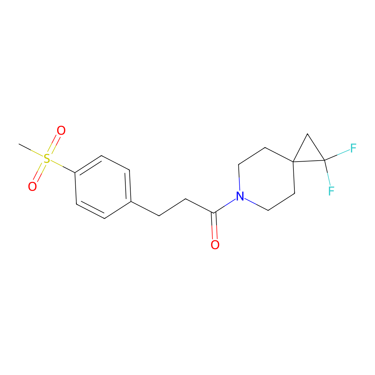 1-(1,1-Difluoro-6-azaspiro[2.5]octan-6-yl)-3-(4-(methylsulfonyl)phenyl)propan-1-one molecular structure, CAS 2176201-83-3