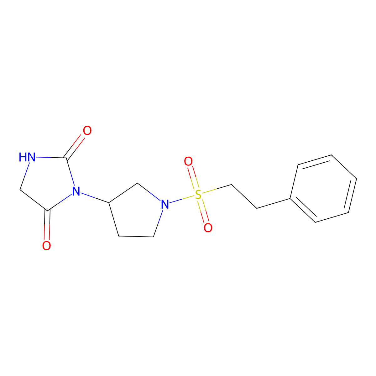 3-(1-(Phenethylsulfonyl)pyrrolidin-3-yl)imidazolidine-2,4-dione molecular structure, CAS 2176201-94-6
