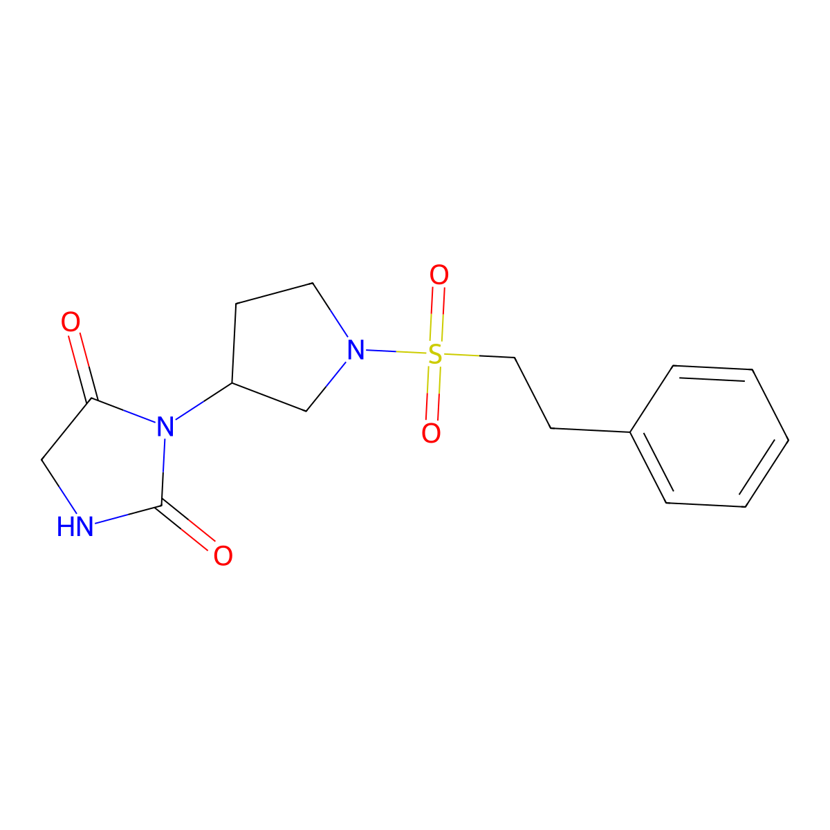 3-(1-(Phenethylsulfonyl)pyrrolidin-3-yl)imidazolidine-2,4-dione molecular structure, CAS 2176201-94-6