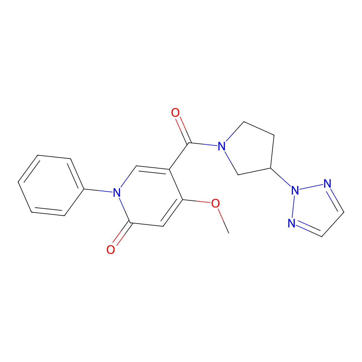 5-(3-(2H-1,2,3-triazol-2-yl)pyrrolidine-1-carbonyl)-4-methoxy-1-phenylpyridin-2(1H)-one molecular structure, CAS 2176202-00-7