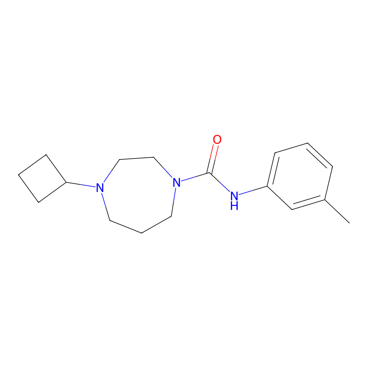 4-cyclobutyl-N-(3-methylphenyl)-1,4-diazepane-1-carboxamide molecular structure, CAS 2176202-03-0