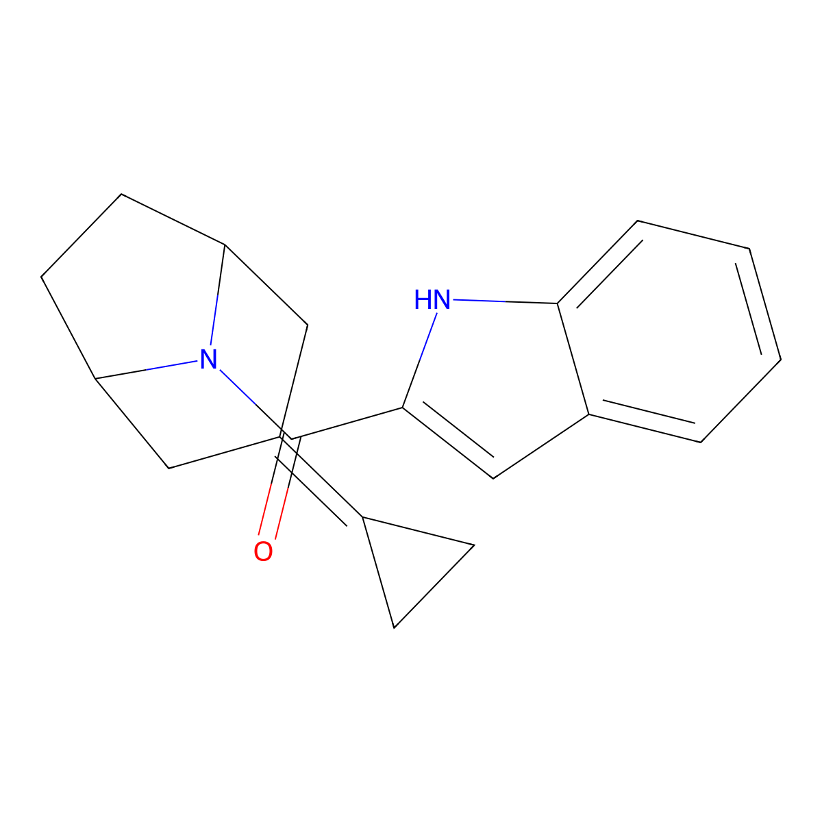 2-{3-cyclopropylidene-8-azabicyclo[3.2.1]octane-8-carbonyl}-1H-indole molecular structure, CAS 2176202-04-1