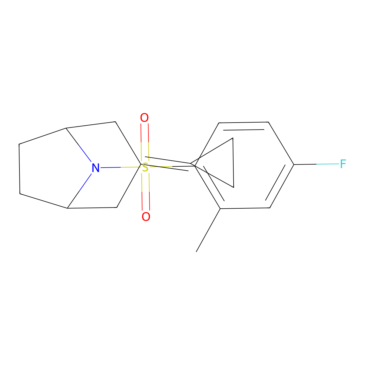 3-Cyclopropylidene-8-(4-fluoro-2-methylbenzenesulfonyl)-8-azabicyclo[3.2.1]octane molecular structure, CAS 2176202-07-4
