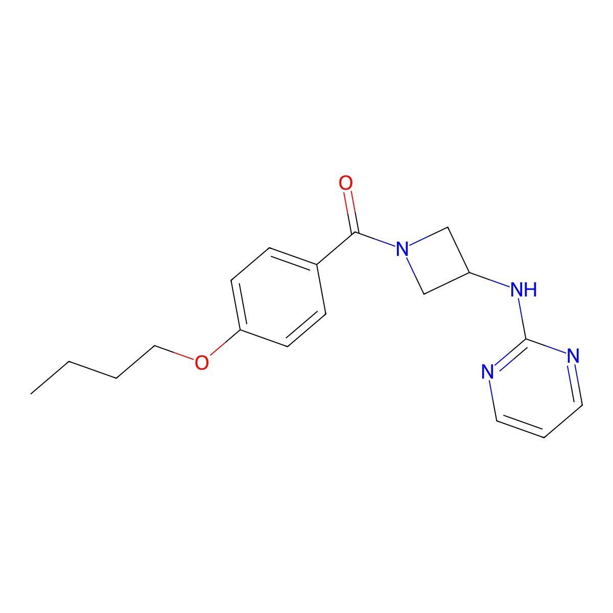 N-[1-(4-butoxybenzoyl)azetidin-3-yl]pyrimidin-2-amine molecular structure, CAS 2176202-13-2