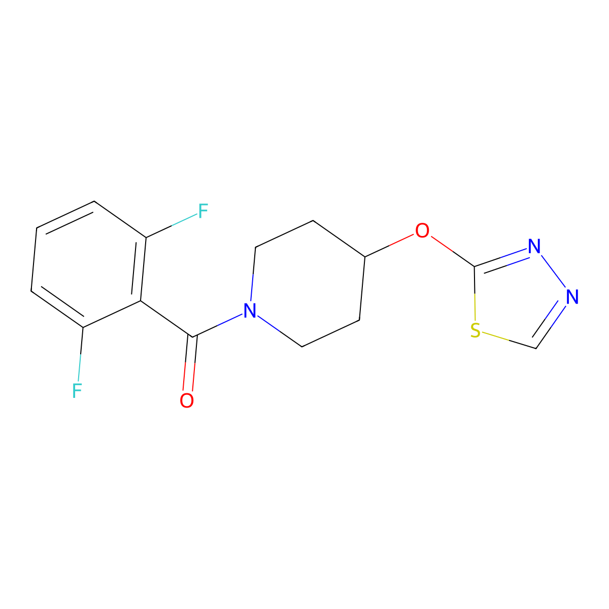 1-(2,6-Difluorobenzoyl)-4-(1,3,4-thiadiazol-2-yloxy)piperidine molecular structure, CAS 2176202-17-6