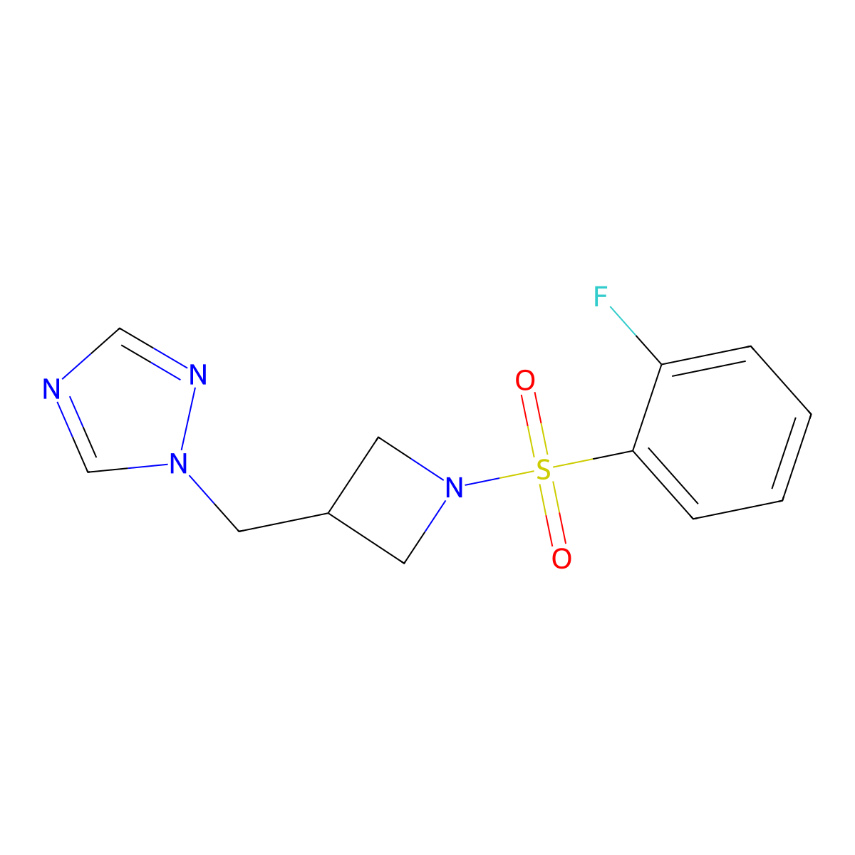 1-{[1-(2-fluorobenzenesulfonyl)azetidin-3-yl]methyl}-1H-1,2,4-triazole molecular structure, CAS 2176202-26-7