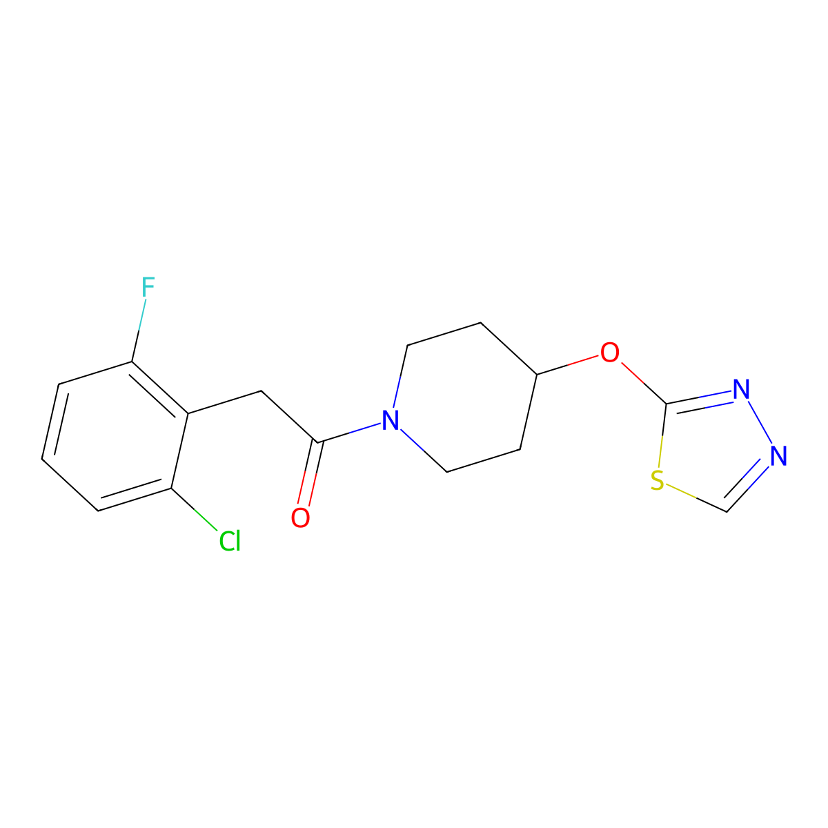 2-(2-Chloro-6-fluorophenyl)-1-[4-(1,3,4-thiadiazol-2-yloxy)piperidin-1-yl]ethan-1-one molecular structure, CAS 2176202-29-0