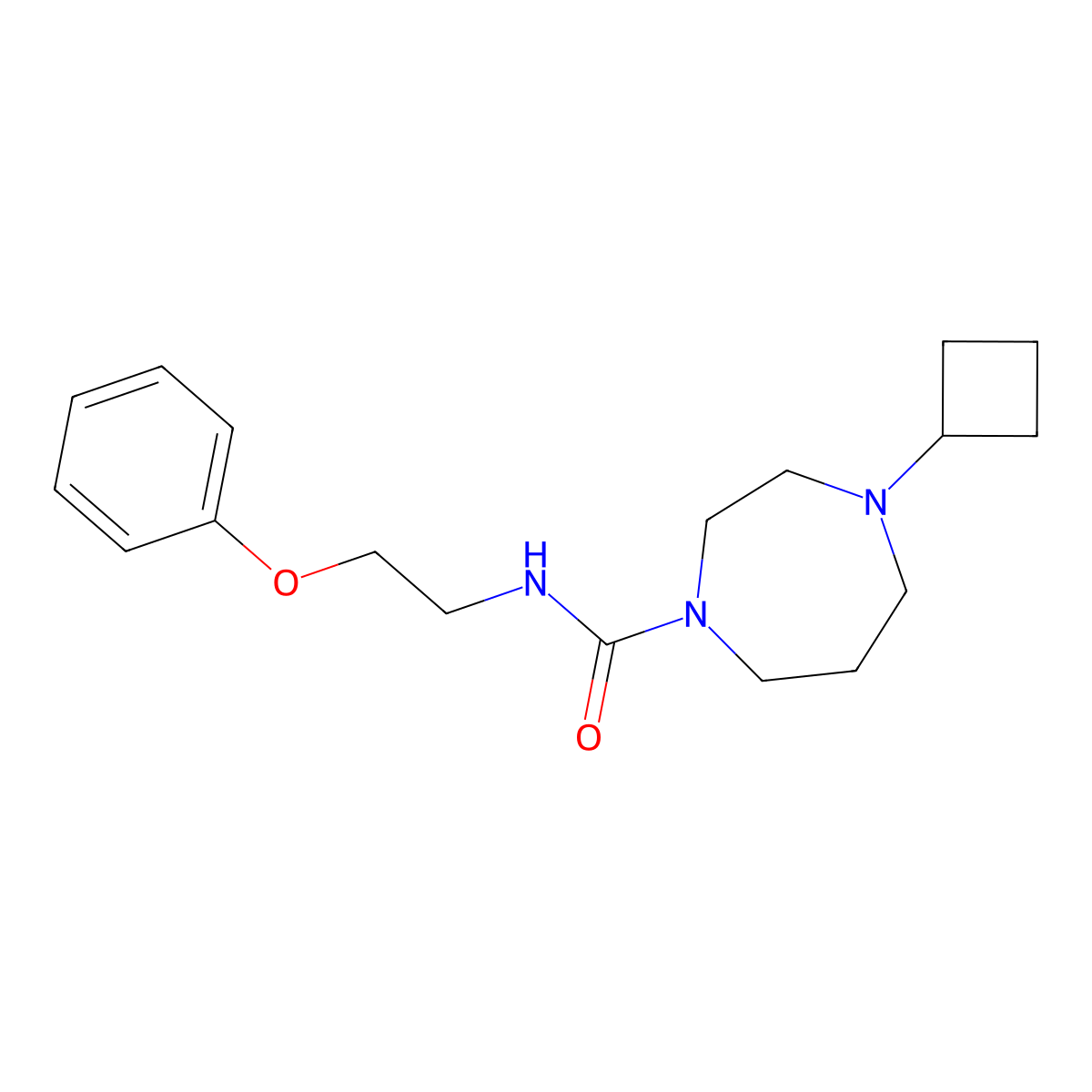 4-cyclobutyl-N-(2-phenoxyethyl)-1,4-diazepane-1-carboxamide molecular structure, CAS 2176202-30-3