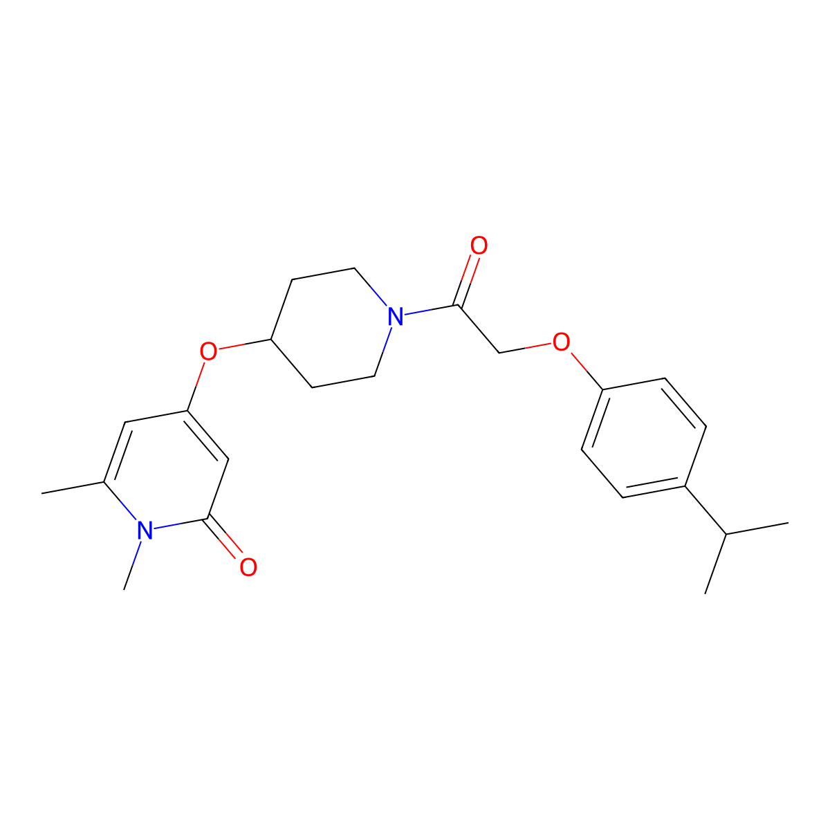 4-((1-(2-(4-isopropylphenoxy)acetyl)piperidin-4-yl)oxy)-1,6-dimethylpyridin-2(1H)-one molecular structure, CAS 2176269-75-1