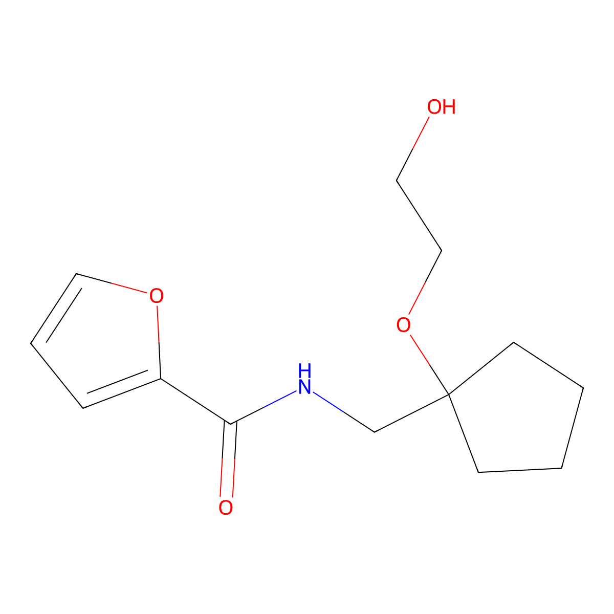 N-((1-(2-hydroxyethoxy)cyclopentyl)methyl)furan-2-carboxamide molecular structure, CAS 2176269-79-5