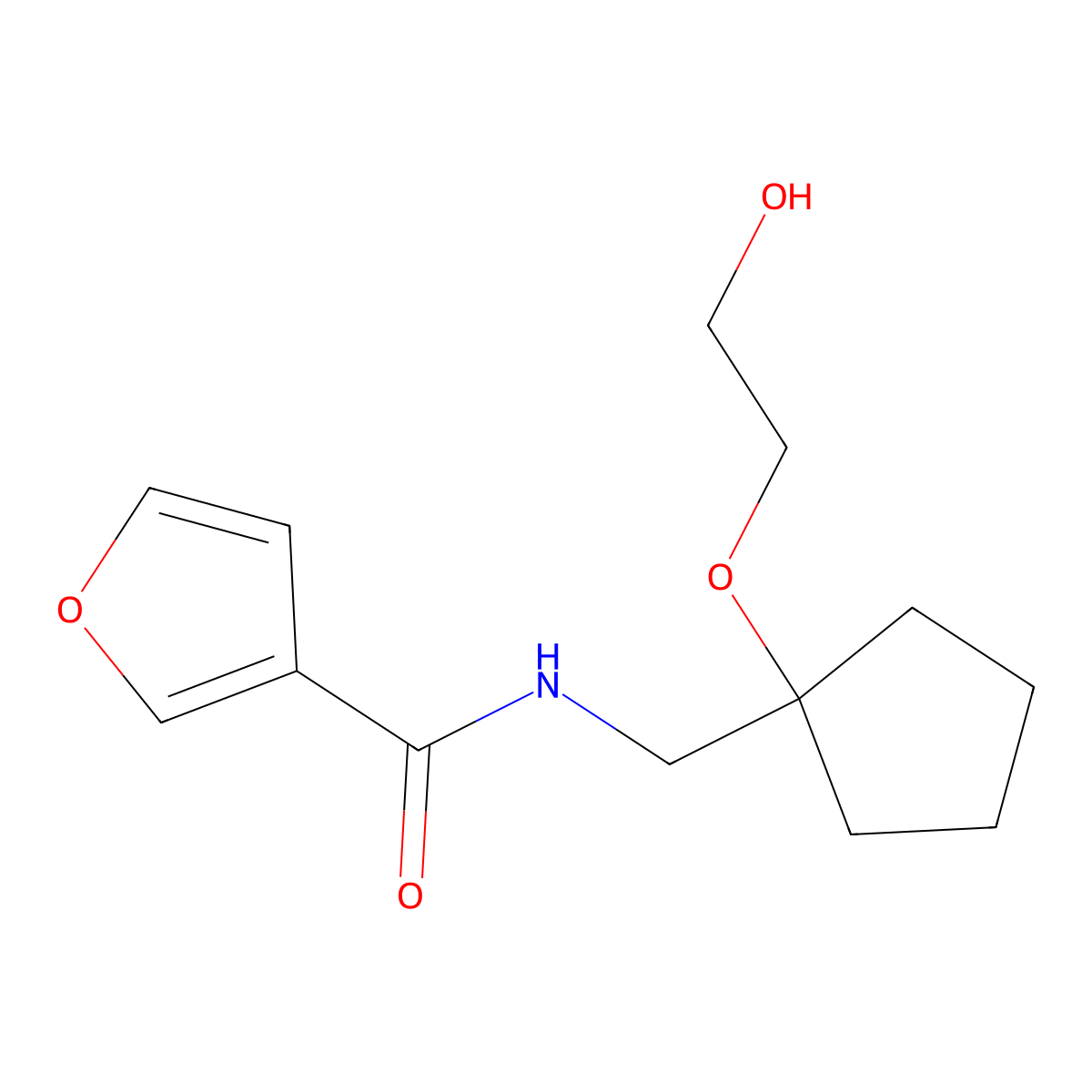 N-((1-(2-hydroxyethoxy)cyclopentyl)methyl)furan-3-carboxamide molecular structure, CAS 2176269-80-8