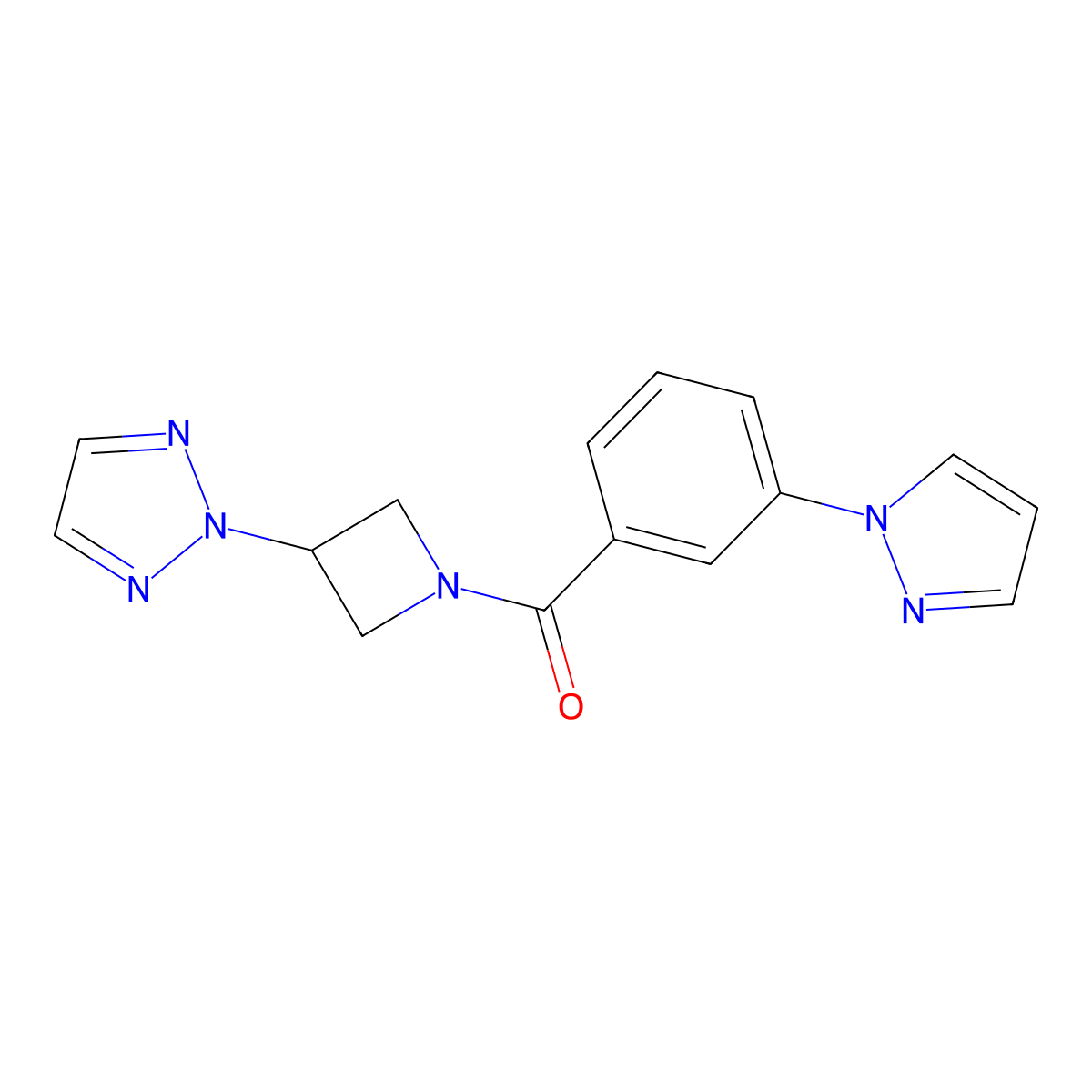 2-{1-[3-(1H-pyrazol-1-yl)benzoyl]azetidin-3-yl}-2H-1,2,3-triazole molecular structure, CAS 2176269-83-1