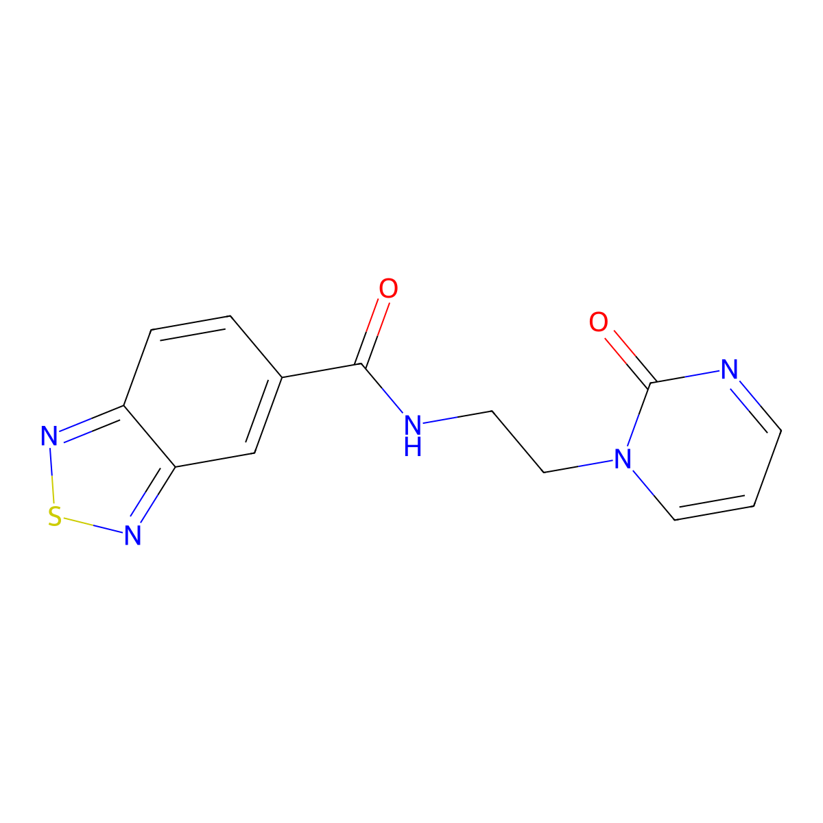 N-[2-(2-oxo-1,2-dihydropyrimidin-1-yl)ethyl]-2,1,3-benzothiadiazole-5-carboxamide molecular structure, CAS 2176269-99-9
