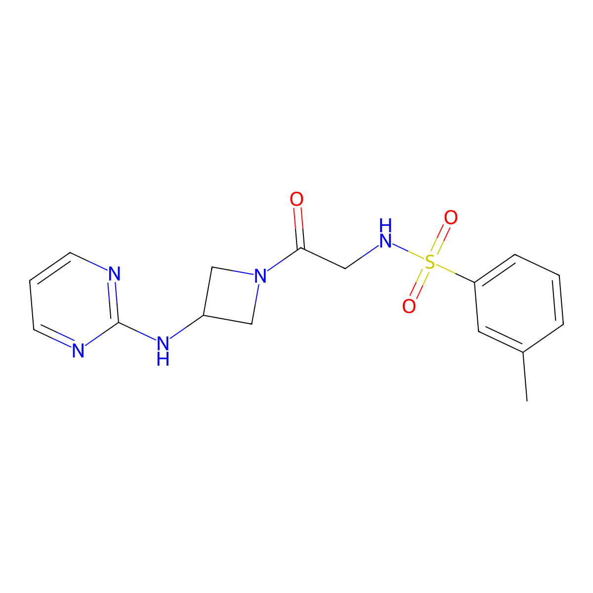 3-methyl-N-(2-oxo-2-(3-(pyrimidin-2-ylamino)azetidin-1-yl)ethyl)benzenesulfonamide molecular structure, CAS 2176270-01-0