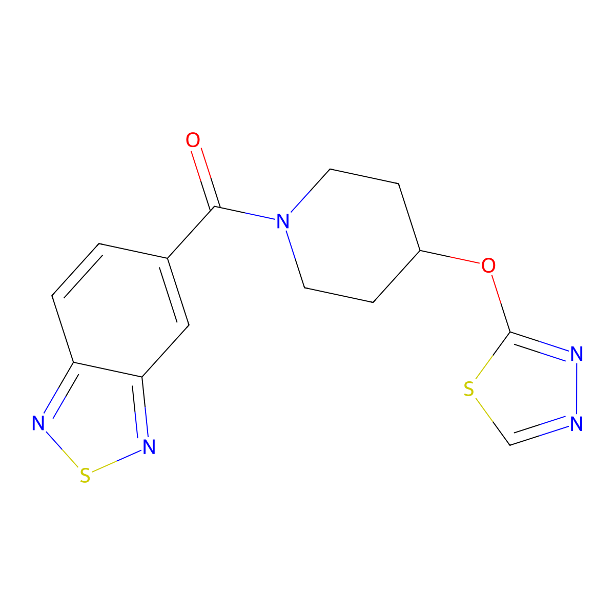 5-[4-(1,3,4-Thiadiazol-2-yloxy)piperidine-1-carbonyl]-2,1,3-benzothiadiazole molecular structure, CAS 2176270-15-6