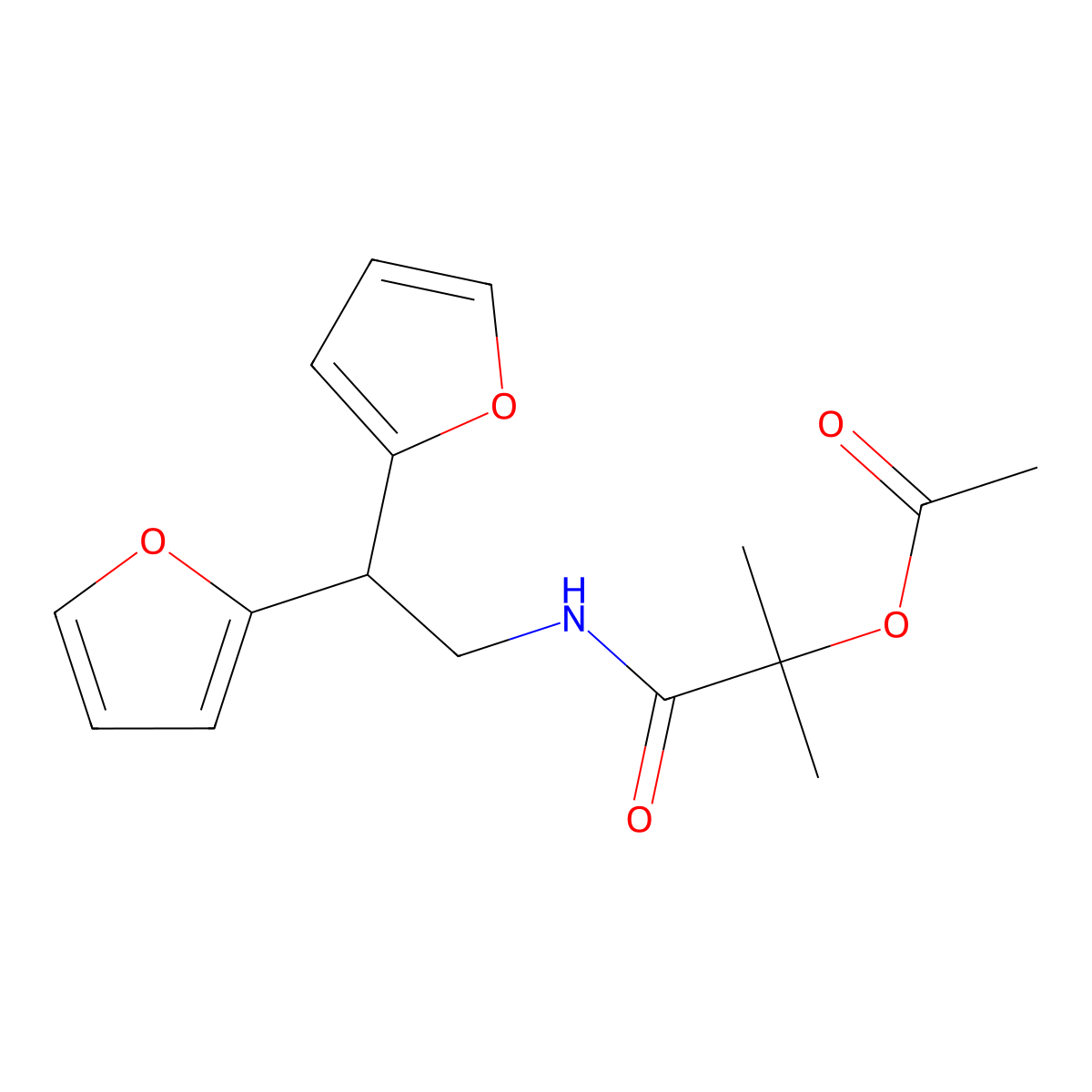 1-{[2,2-Bis(furan-2-yl)ethyl]carbamoyl}-1-methylethyl acetate molecular structure, CAS 2176270-20-3