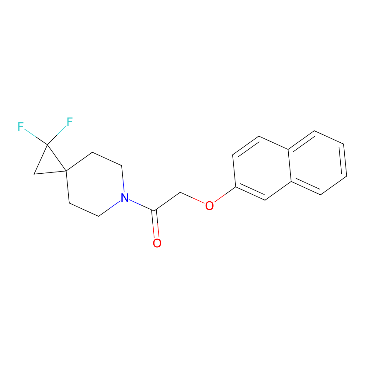 1-(1,1-Difluoro-6-azaspiro[2.5]octan-6-yl)-2-(naphthalen-2-yloxy)ethan-1-one molecular structure, CAS 2176270-22-5