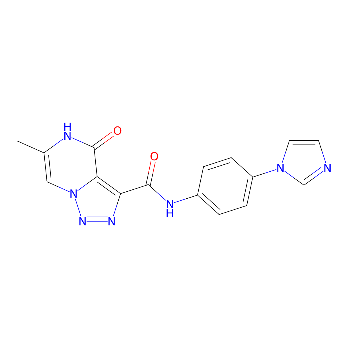 N-(4-(1H-imidazol-1-yl)phenyl)-6-methyl-4-oxo-4,5-dihydro-[1,2,3]triazolo[1,5-a]pyrazine-3-carboxamide molecular structure, CAS 2176270-23-6