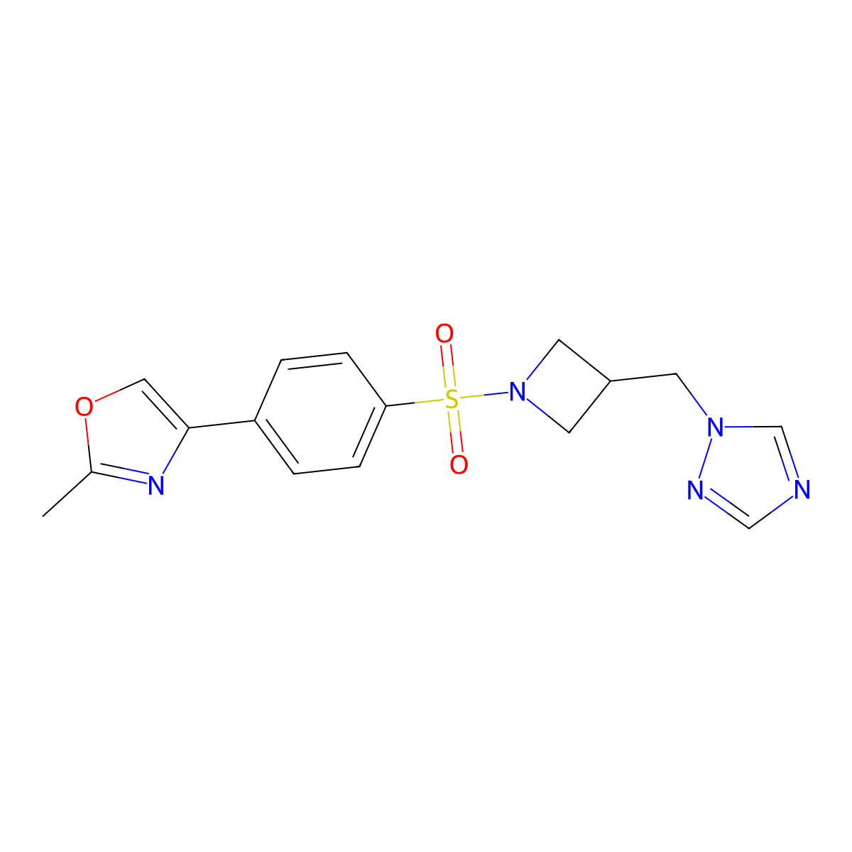 4-(4-((3-((1H-1,2,4-triazol-1-yl)methyl)azetidin-1-yl)sulfonyl)phenyl)-2-methyloxazole molecular structure, CAS 2176270-24-7