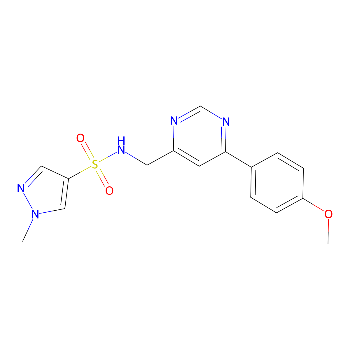 N-{[6-(4-methoxyphenyl)pyrimidin-4-yl]methyl}-1-methyl-1H-pyrazole-4-sulfonamide molecular structure, CAS 2176270-34-9