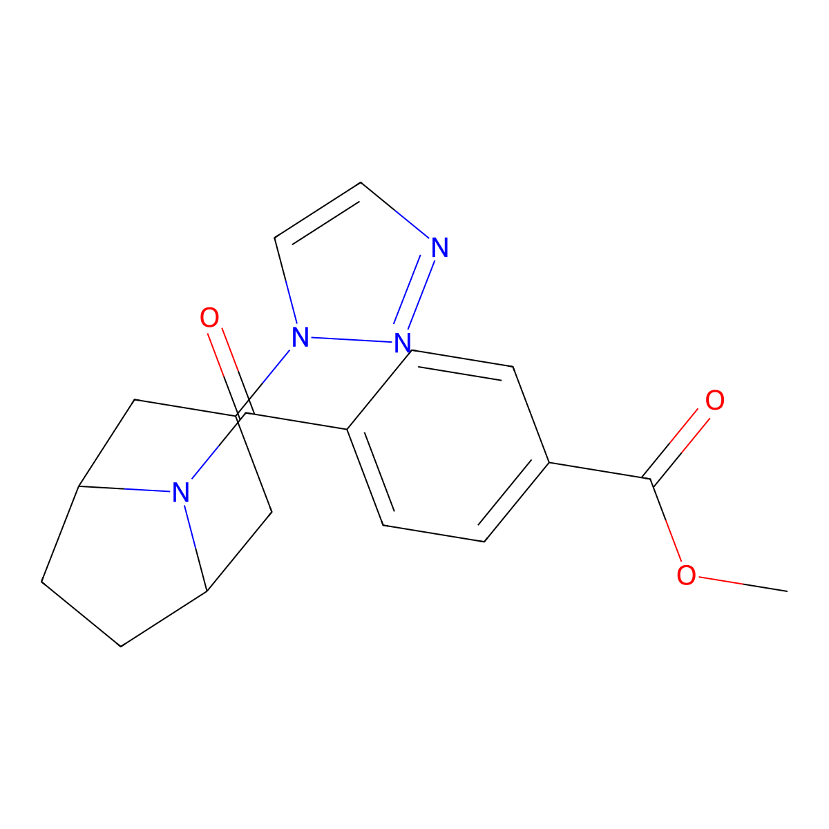 methyl 4-[3-(1H-1,2,3-triazol-1-yl)-8-azabicyclo[3.2.1]octane-8-carbonyl]benzoate molecular structure, CAS 2176270-38-3