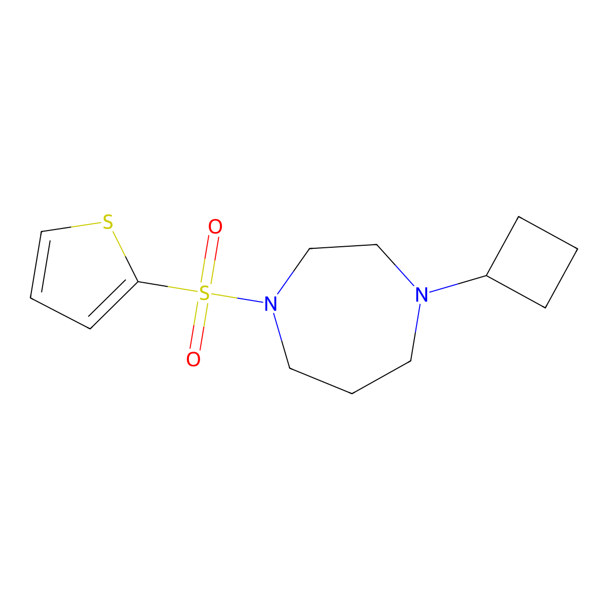 1-Cyclobutyl-4-(thiophene-2-sulfonyl)-1,4-diazepane molecular structure, CAS 2176270-42-9