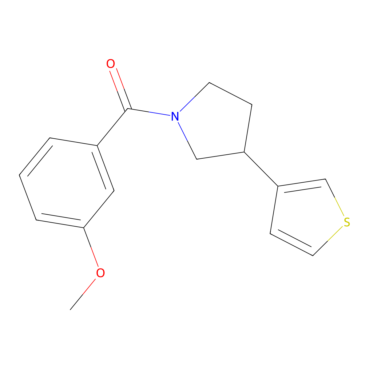 1-(3-Methoxybenzoyl)-3-(thiophen-3-yl)pyrrolidine molecular structure, CAS 2176270-47-4