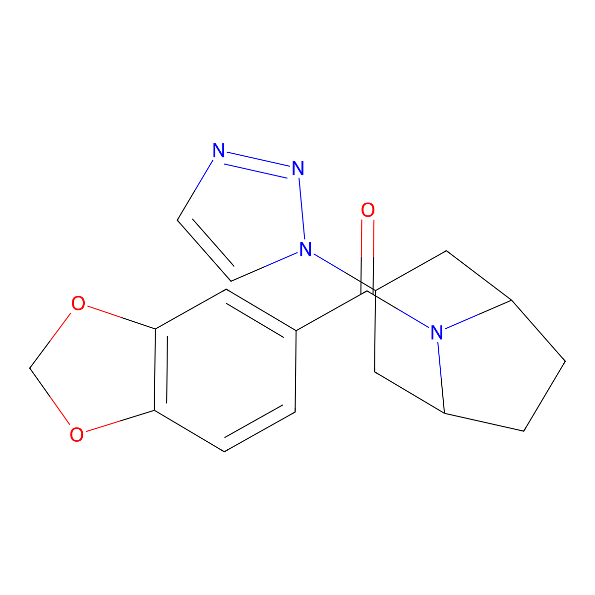 8-(2H-1,3-benzodioxole-5-carbonyl)-3-(1H-1,2,3-triazol-1-yl)-8-azabicyclo[3.2.1]octane molecular structure, CAS 2176270-52-1