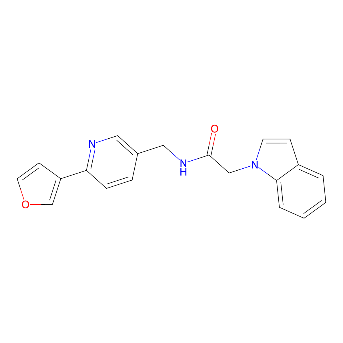 N-{[6-(furan-3-yl)pyridin-3-yl]methyl}-2-(1H-indol-1-yl)acetamide molecular structure, CAS 2176270-53-2