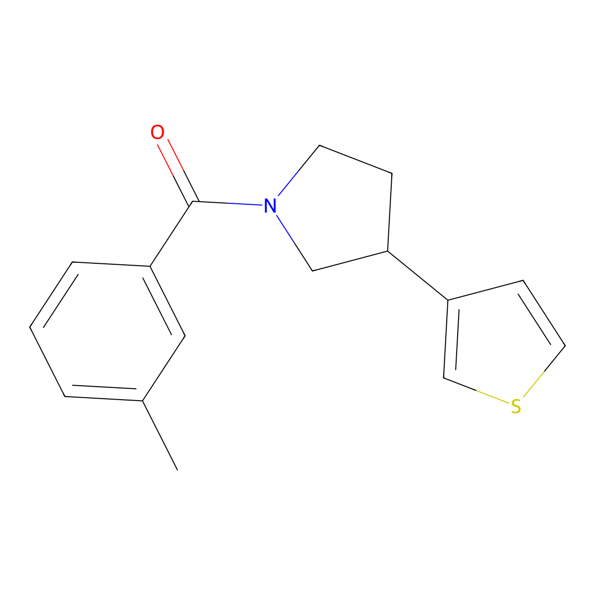 1-(3-Methylbenzoyl)-3-(thiophen-3-yl)pyrrolidine molecular structure, CAS 2176270-65-6