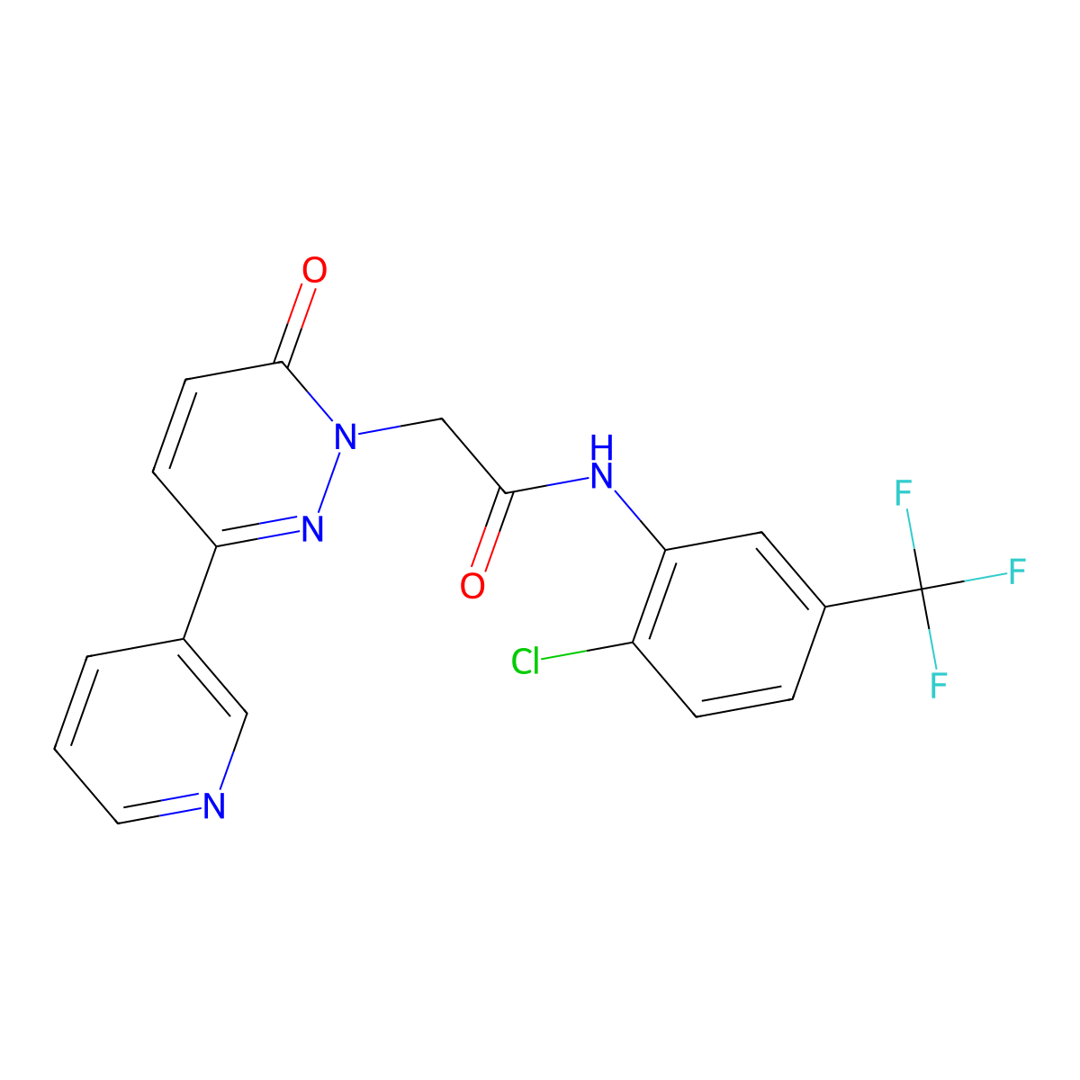 N-(2-chloro-5-(trifluoromethyl)phenyl)-2-(6-oxo-3-(pyridin-3-yl)pyridazin-1(6H)-yl)acetamide molecular structure, CAS 2176270-70-3