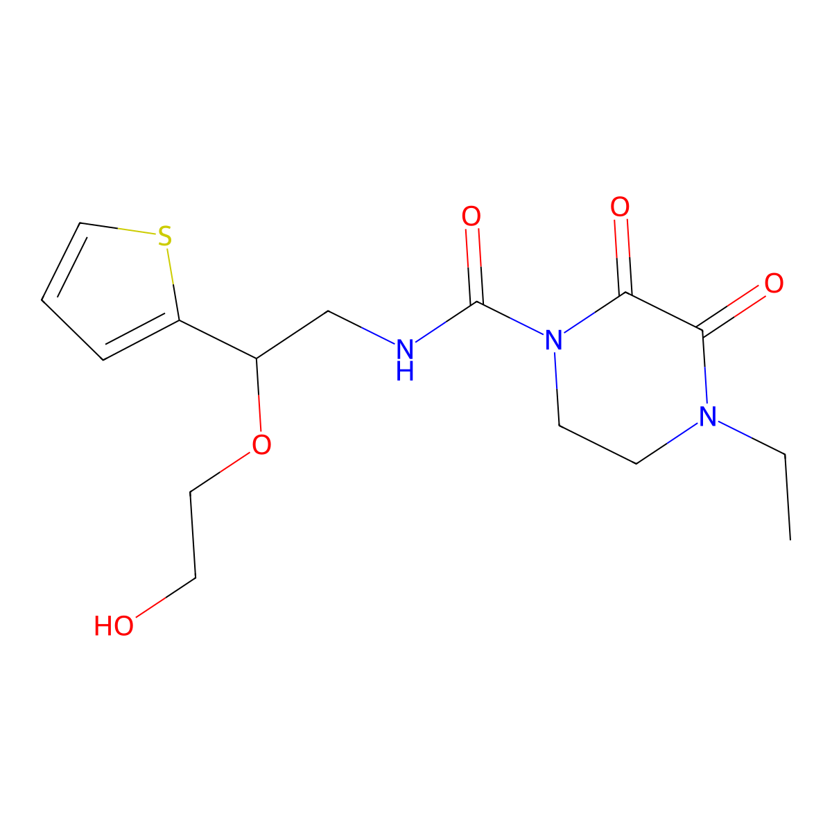 4-ethyl-N-[2-(2-hydroxyethoxy)-2-(thiophen-2-yl)ethyl]-2,3-dioxopiperazine-1-carboxamide molecular structure, CAS 2176270-72-5