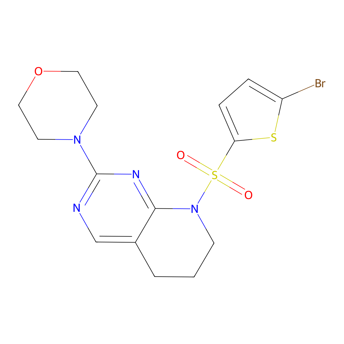 4-(8-((5-Bromothiophen-2-yl)sulfonyl)-5,6,7,8-tetrahydropyrido[2,3-d]pyrimidin-2-yl)morpholine molecular structure, CAS 2176270-73-6