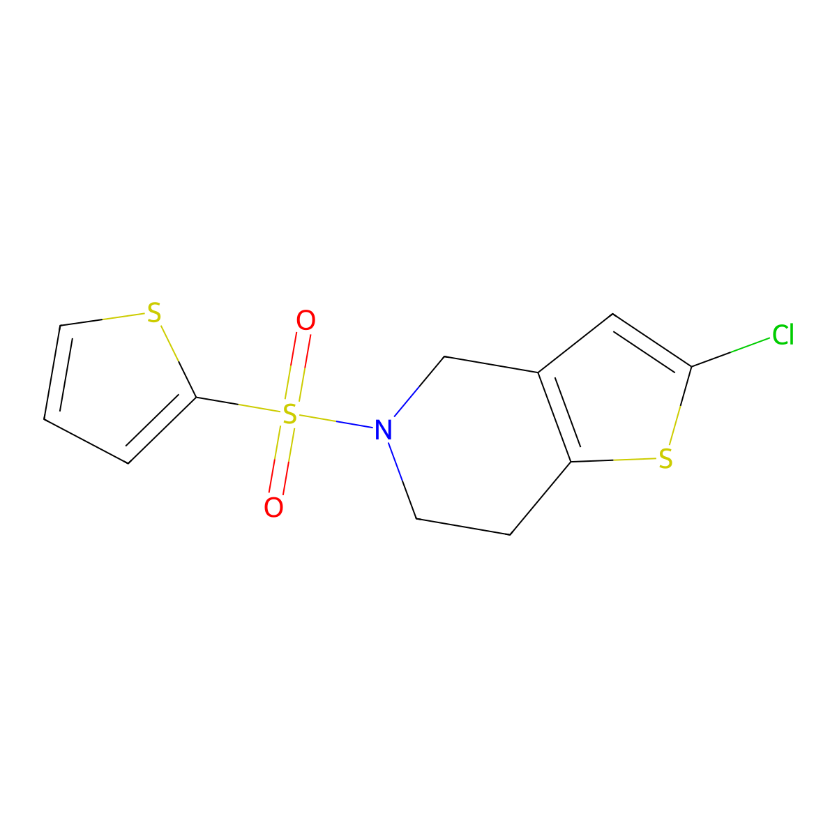 2-Chloro-5-(thiophen-2-ylsulfonyl)-4,5,6,7-tetrahydrothieno[3,2-c]pyridine molecular structure, CAS 2176270-77-0