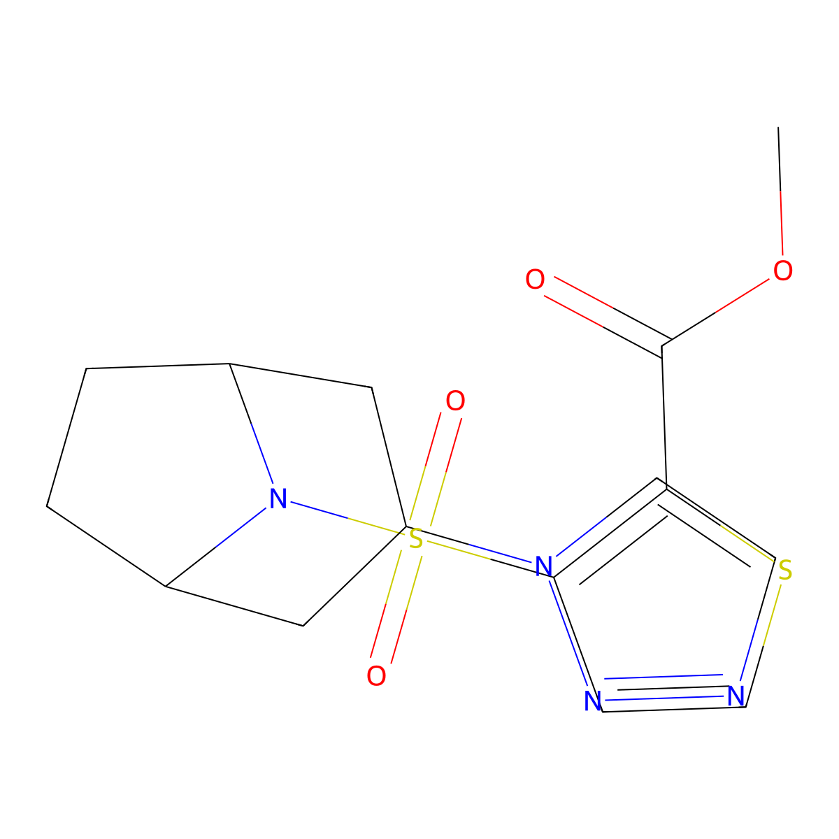 methyl 3-{[3-(1H-1,2,3-triazol-1-yl)-8-azabicyclo[3.2.1]octan-8-yl]sulfonyl}thiophene-2-carboxylate molecular structure, CAS 2176270-78-1