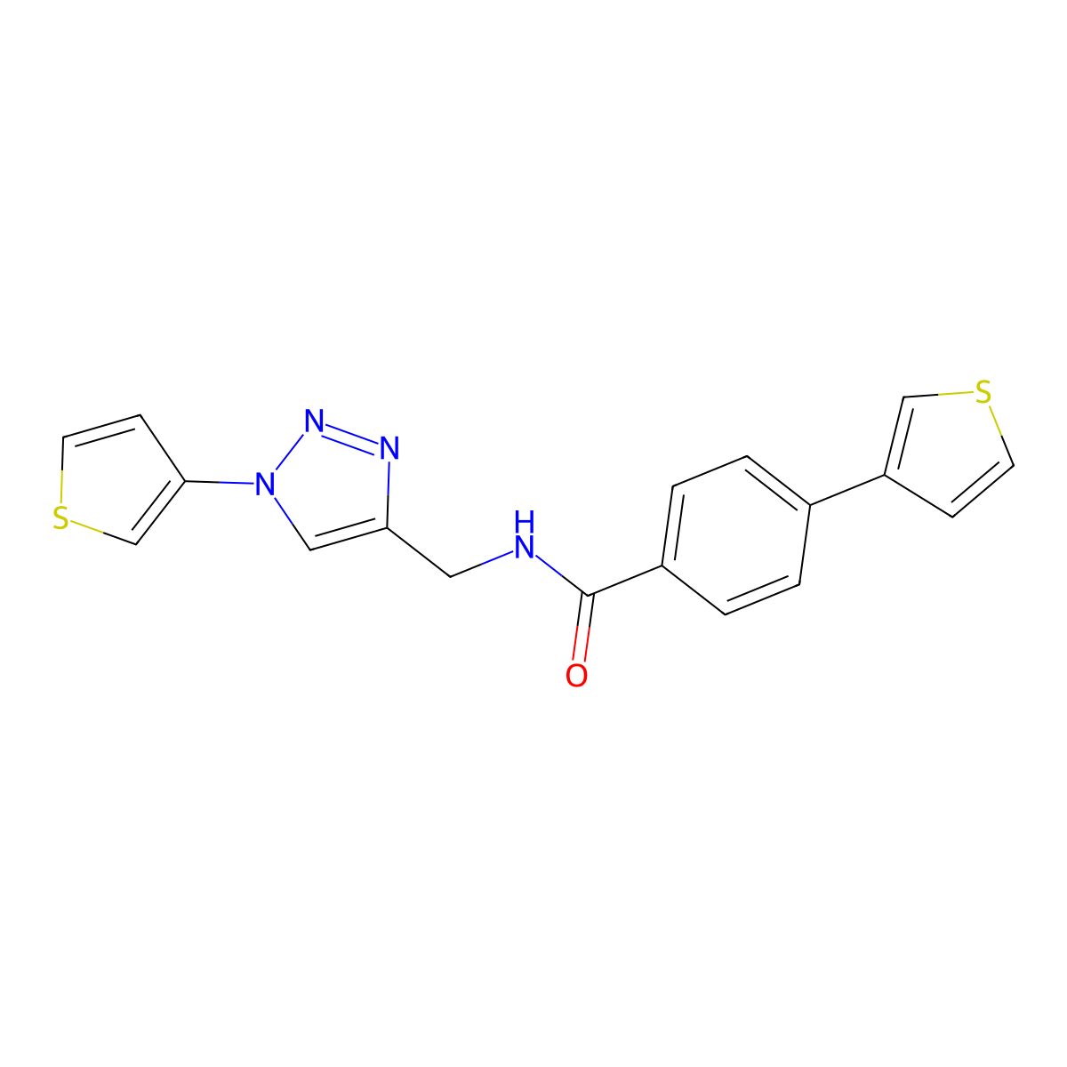 4-(thiophen-3-yl)-N-{[1-(thiophen-3-yl)-1H-1,2,3-triazol-4-yl]methyl}benzamide molecular structure, CAS 2176270-79-2