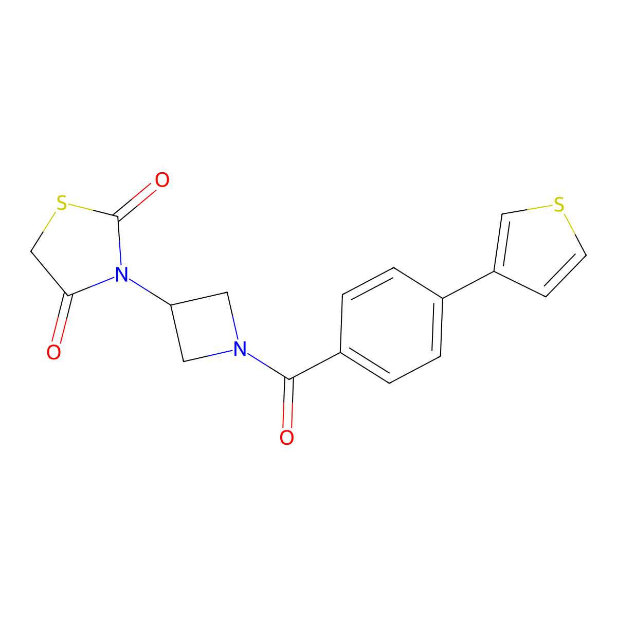 3-(1-(4-(Thiophen-3-yl)benzoyl)azetidin-3-yl)thiazolidine-2,4-dione molecular structure, CAS 2176270-80-5