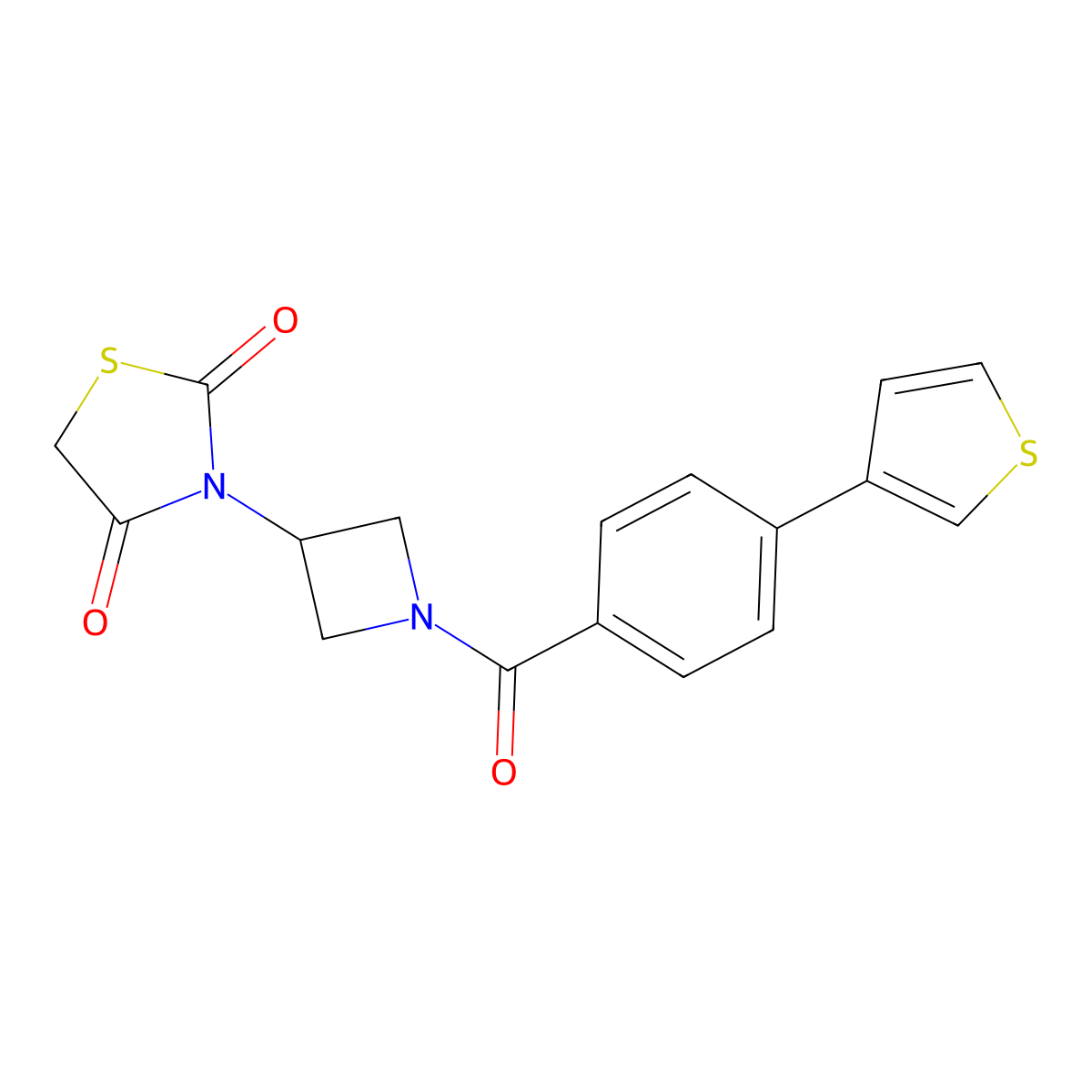 3-(1-(4-(Thiophen-3-yl)benzoyl)azetidin-3-yl)thiazolidine-2,4-dione molecular structure, CAS 2176270-80-5