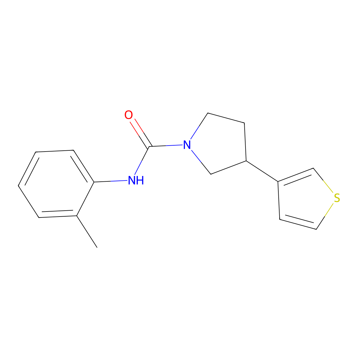 3-(thiophen-3-yl)-N-(o-tolyl)pyrrolidine-1-carboxamide molecular structure, CAS 2176270-81-6