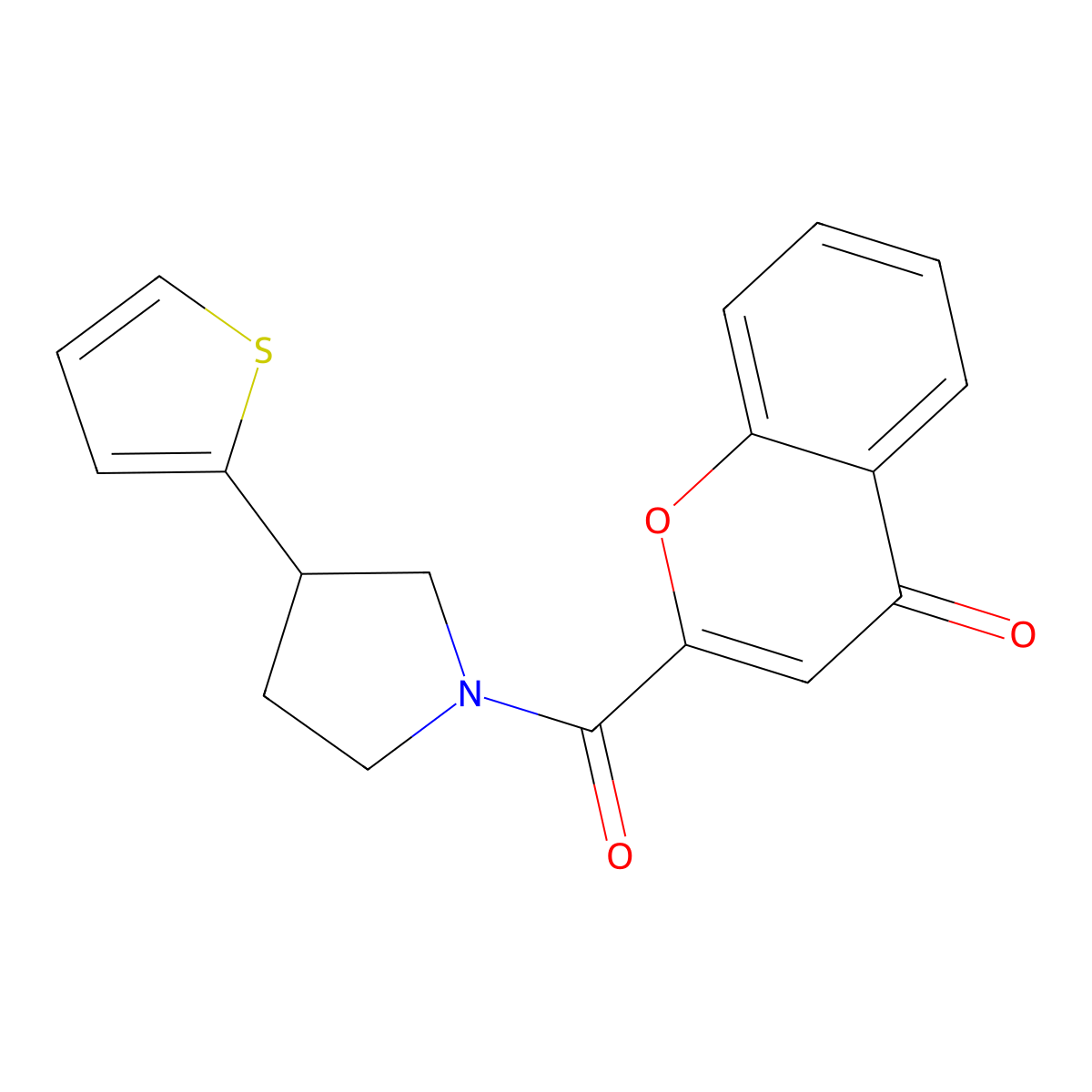 2-(3-(thiophen-2-yl)pyrrolidine-1-carbonyl)-4H-chromen-4-one molecular structure, CAS 2176270-83-8
