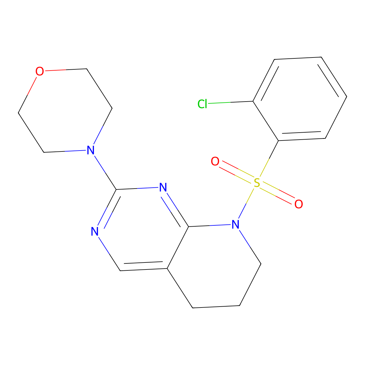 4-[8-(2-chlorobenzenesulfonyl)-5H,6H,7H,8H-pyrido[2,3-d]pyrimidin-2-yl]morpholine molecular structure, CAS 2176270-84-9