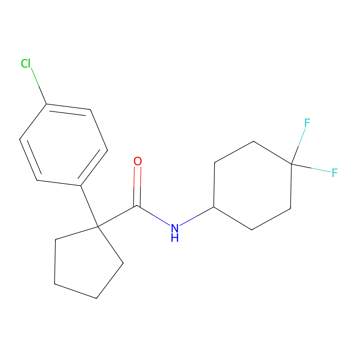 1-(4-chlorophenyl)-N-(4,4-difluorocyclohexyl)cyclopentanecarboxamide molecular structure, CAS 2176270-88-3