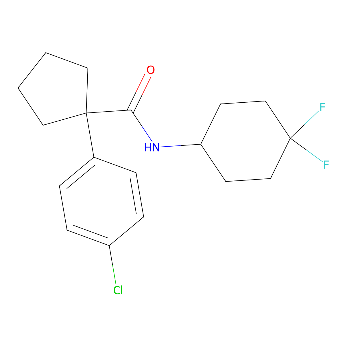 1-(4-chlorophenyl)-N-(4,4-difluorocyclohexyl)cyclopentanecarboxamide molecular structure, CAS 2176270-88-3
