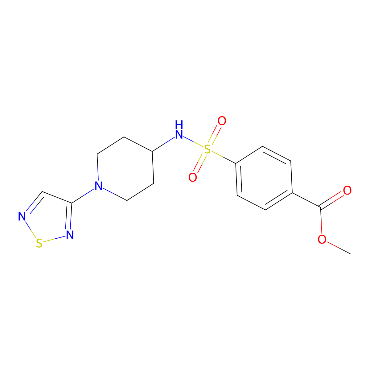 Methyl 4-{[1-(1,2,5-thiadiazol-3-yl)piperidin-4-yl]sulfamoyl}benzoate molecular structure, CAS 2176270-95-2