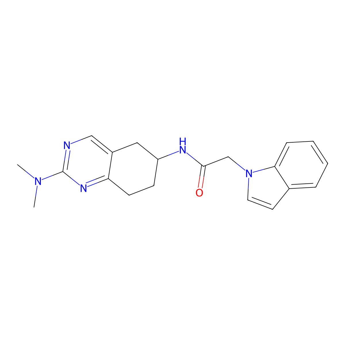 N-[2-(dimethylamino)-5,6,7,8-tetrahydroquinazolin-6-yl]-2-(1H-indol-1-yl)acetamide molecular structure, CAS 2176270-96-3